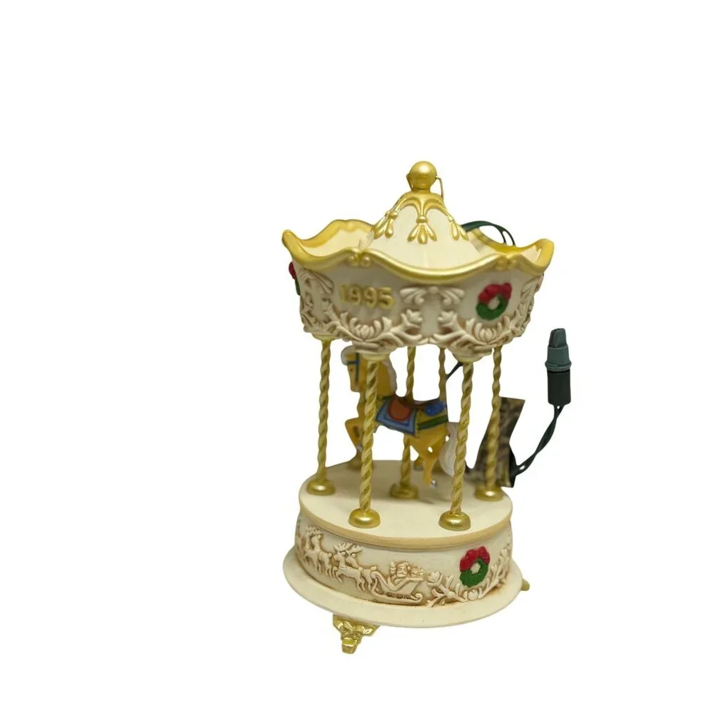 VTG Hallmark Keepsake 1995 Tobin Frale Holiday Carousel Lights Music Ornament 5